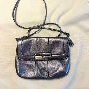 Coach silver crossbody purse with silver accents